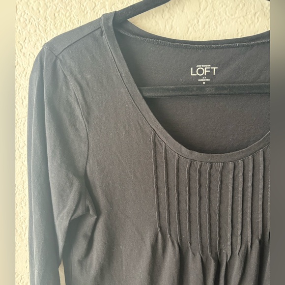 Loft medium women 3/4 sleeve cotton black top - Picture 3 of 3